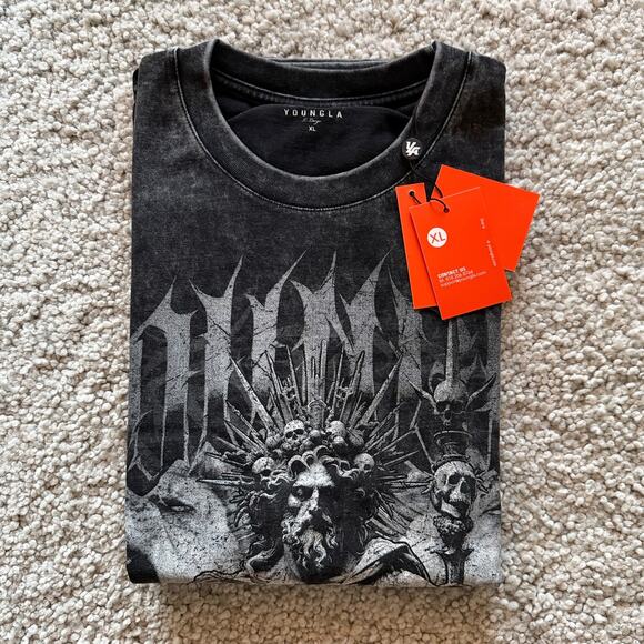 Men's YoungLA 4071 Guardian of Chaos Gods and Heroes T, NWT, XL, BlackWash - Picture 7 of 8
